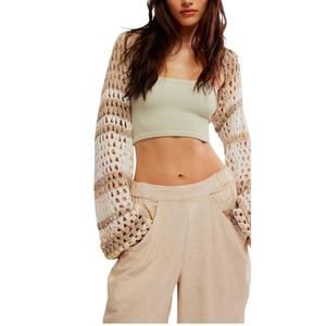 NEW FREE PEOPLE gia crochet shrug in shell combo